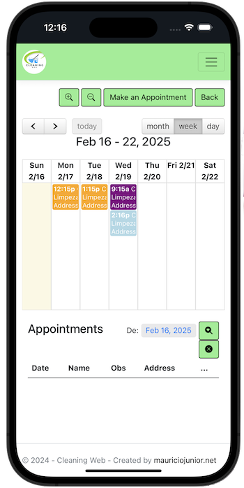 Cleaning Web App